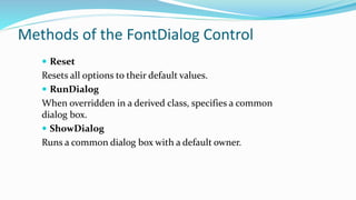 Dialogresult Showdialog Font dialog & link label | PPTX