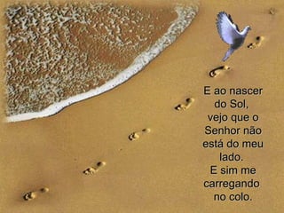E ao nascer do Sol,  vejo que o Senhor não está do meu lado.  E sim me carregando  no colo. 