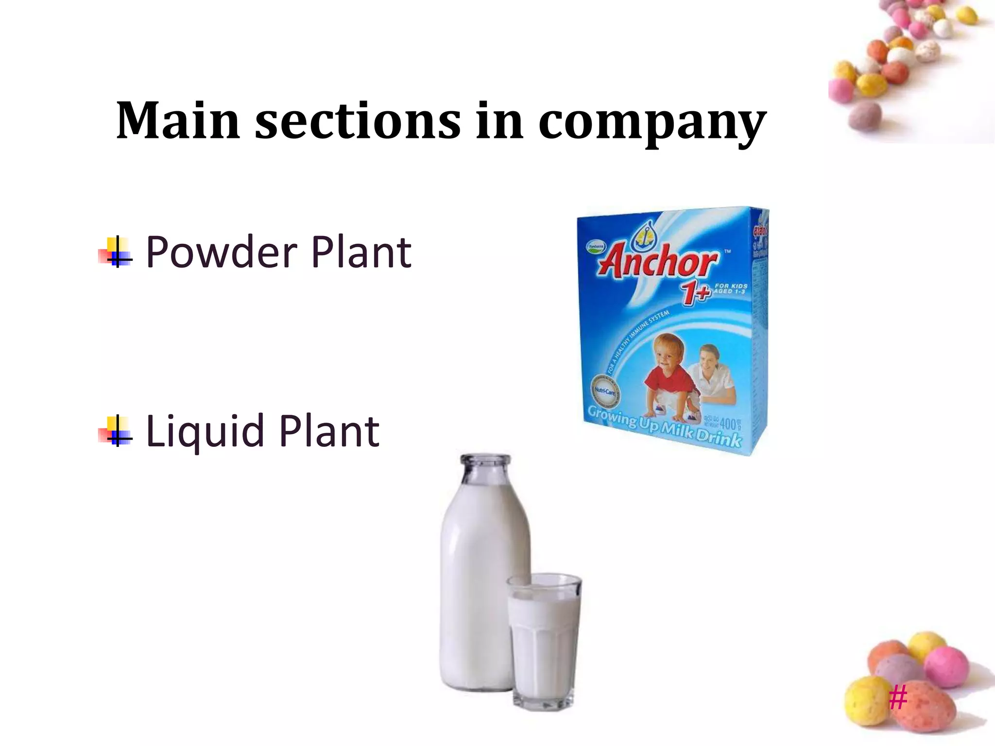 Main sections in company

 Powder Plant


 Liquid Plant




                           #
 