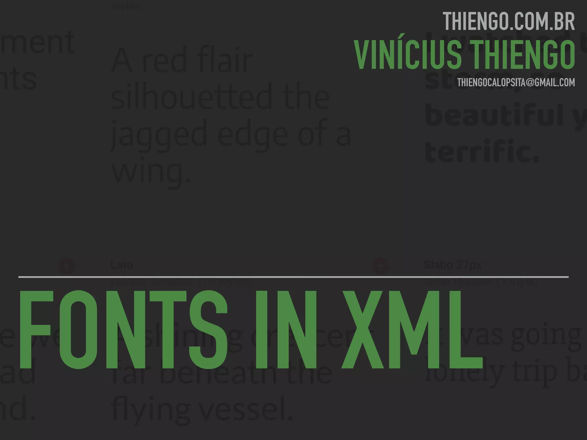 FONTS IN XML
THIENGO.COM.BR
VINÍCIUS THIENGOTHIENGOCALOPSITA@GMAIL.COM
 