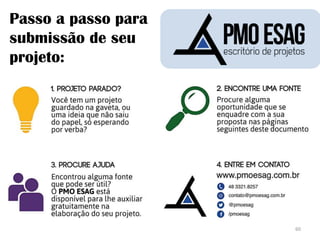 Passo a passo para
submissão de seu
projeto:

60

 
