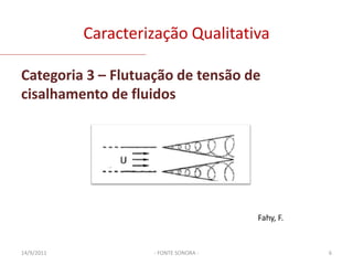 Caracterização QualitativaCategoria 3 – Flutuação de tensão de cisalhamento de fluidos- FONTE SONORA -03/02/20116Fahy, F.