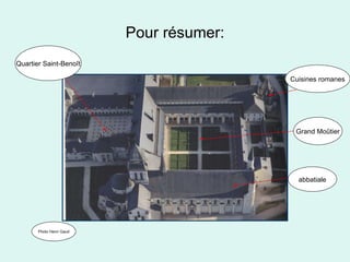 Pour résumer: abbatiale Grand Moûtier Cuisines romanes Quartier Saint-Benoît Photo Henri Gaud 