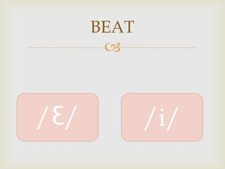 BEAT
       



/Ɛ/          /i/
 