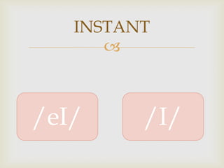 INSTANT
      



/eI/     /I/
 