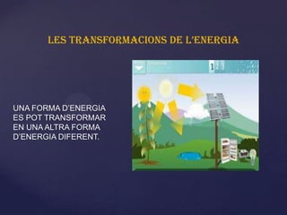LES TRANSFORMACIONS DE L’ENERGIA


                          {
UNA FORMA D’ENERGIA
ES POT TRANSFORMAR
EN UNA ALTRA FORMA
D...