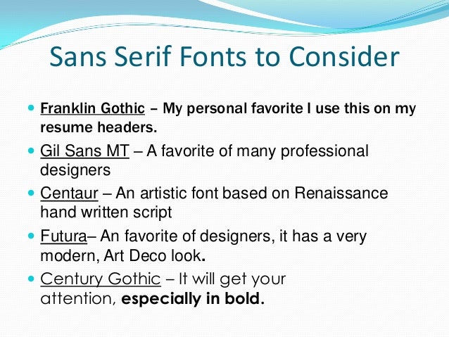 professional resume font