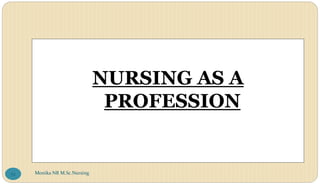 NURSING AS A
PROFESSION
Monika NR M.Sc.Nursing
72
 