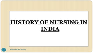 HISTORY OF NURSING IN
INDIA
Monika NR M.Sc.Nursing
84
 