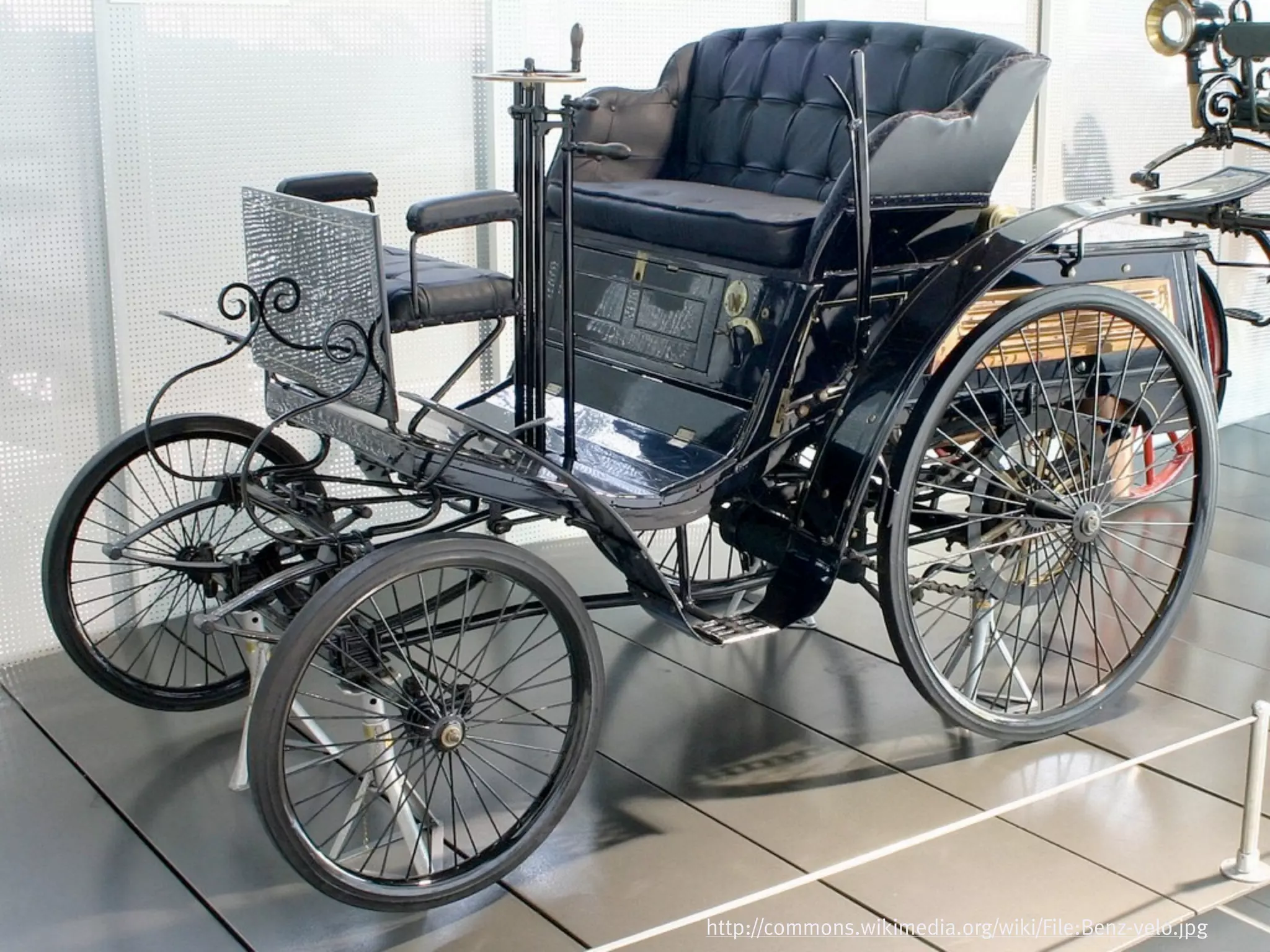 Cars?
http://commons.wikimedia.org/wiki/File:Benz-velo.jpg
 