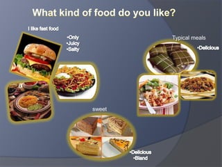 Whatkind of food do youlike? I likefastfood Typicalmeals ,[object Object]