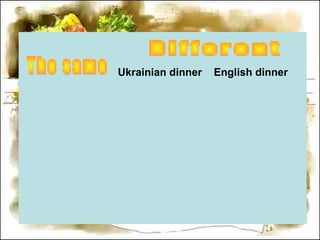 Ukrainian dinner English dinner
 