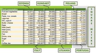 ESTONIA
ITALY
HUNGARY
LITUANIA
POLAND
PORTUGAL
S
Q
U
A
R
E
M
E
T
E
R
S