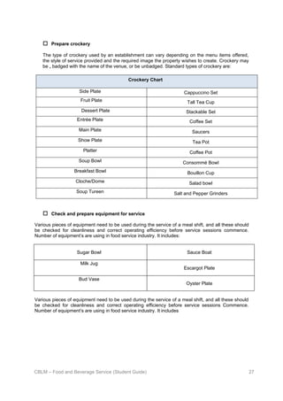 FOOD & BEVERAGES SERVICES GUIDELINES HANDBOOK | PDF