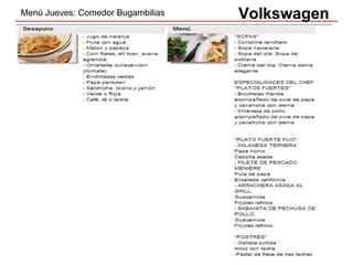 Menú Jueves: Comedor Bugambilias   Volkswagen
 