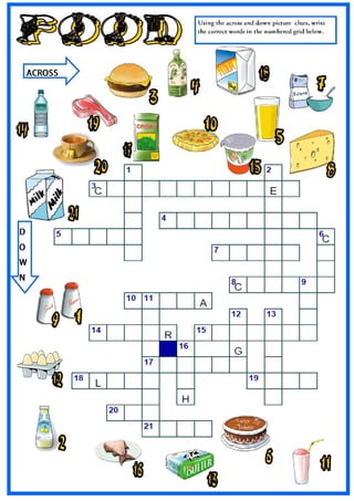 Food crossword 5to básico