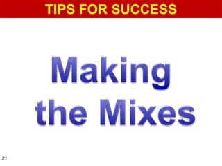 TIPS FOR SUCCESS




21
 