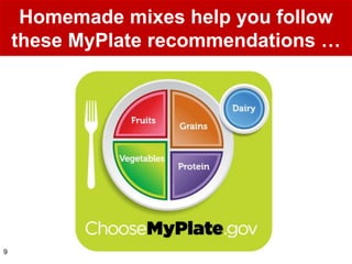 Homemade mixes help you follow
    these MyPlate recommendations …




9
 