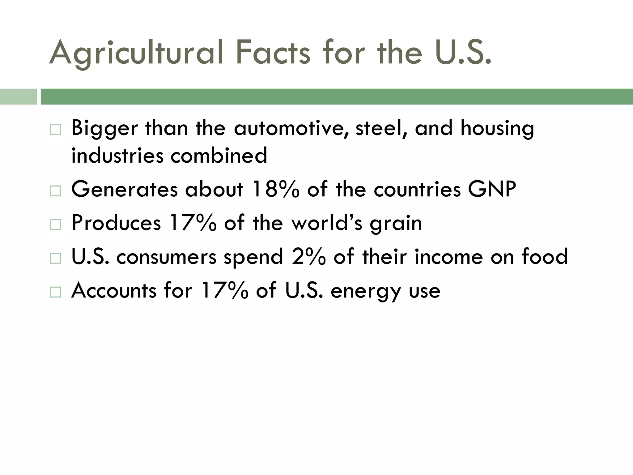Food Resources Part I - Agriculture