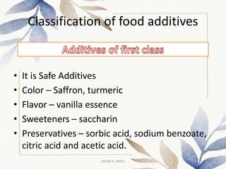 Classification Food Additives Examples Food Additives | PPTX