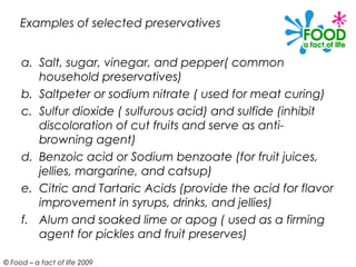 Preservatives Examples Food additives ppt | PPT