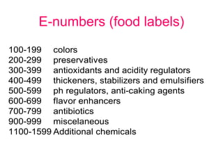 Food Additive Code Numbers Food additives ppt | PPT