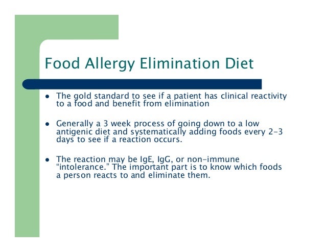 Food alergy elimination diet