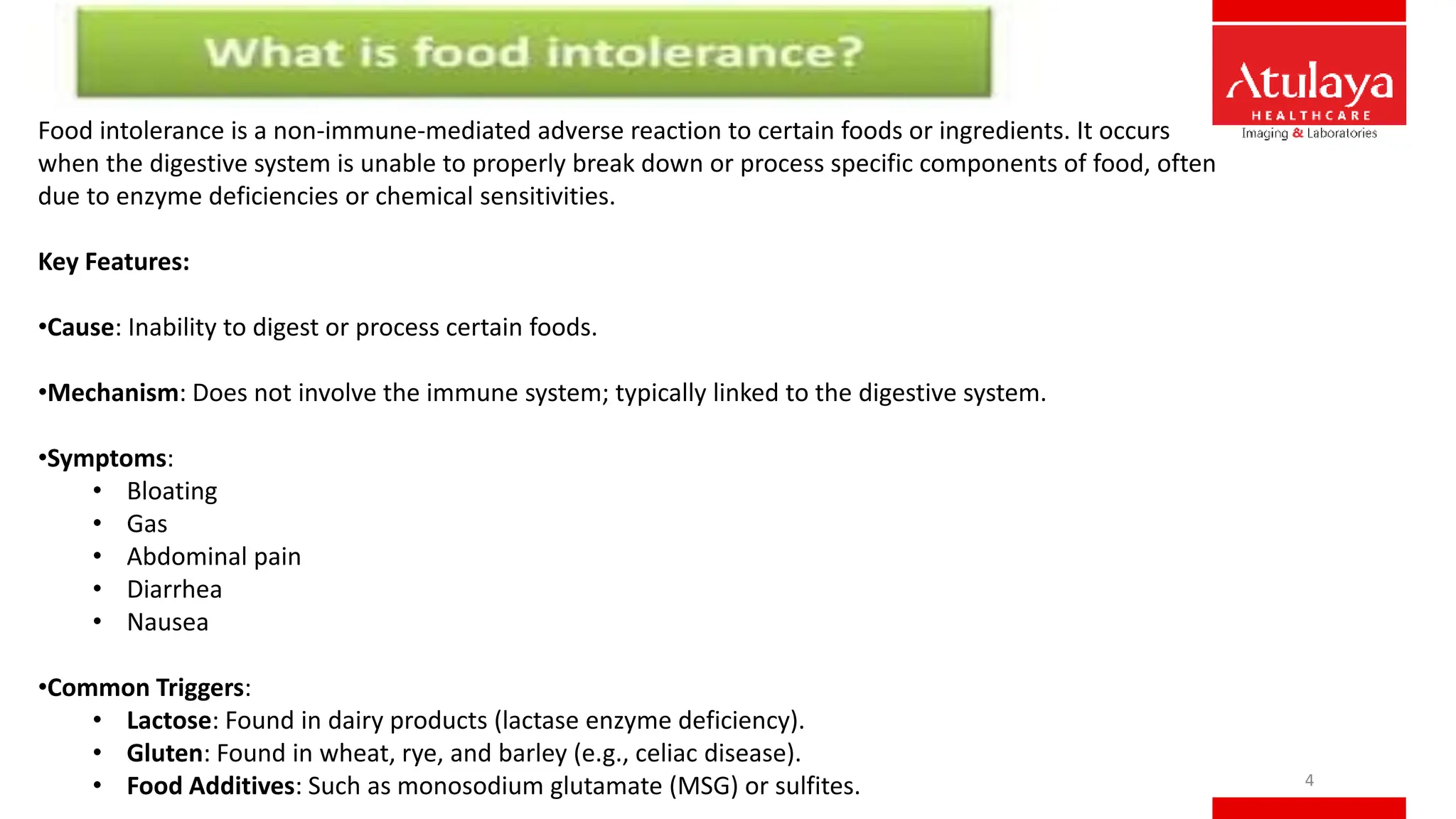 Food Allergy vs Food intolerance | Atulaya Healthcare | PDF
