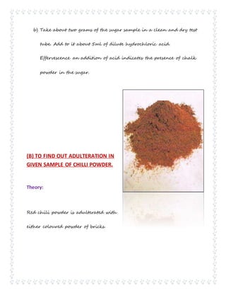 Food and Adulteration - 12th Class Chemistry Project | DOCX