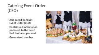 toast restaurant beo - restaurant banquet event order... Food and bevarage department in the Hotel Industry | PPTX