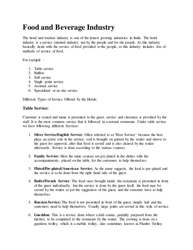 Food and Beverage Industry