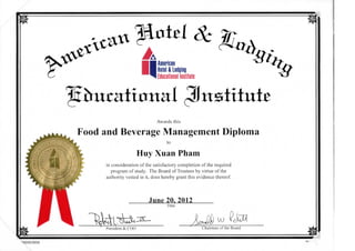 Food and beverage management diploma