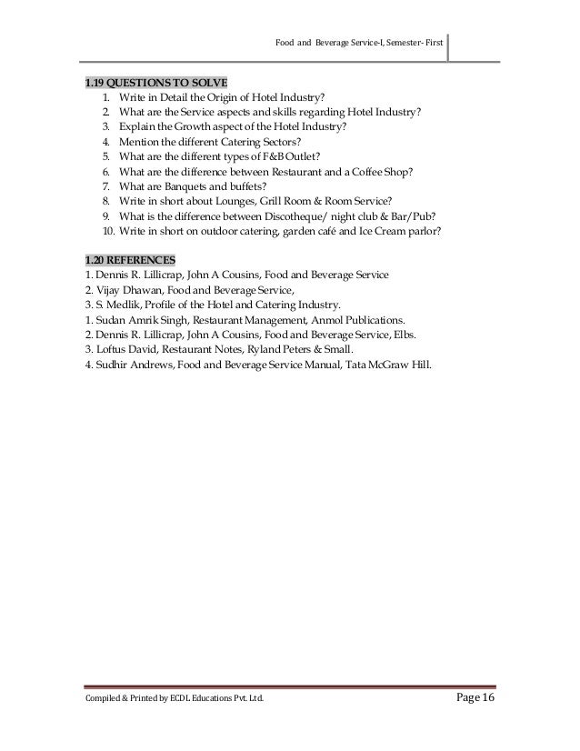 Food And Beverage Service I Food And Beverage Service I