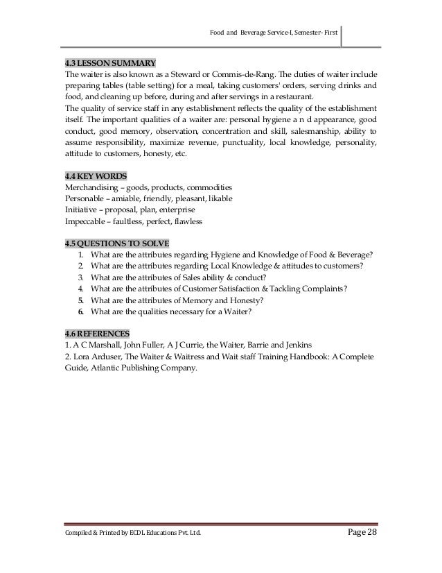 Food Service Staff Job Description Food Service Staff Job Description