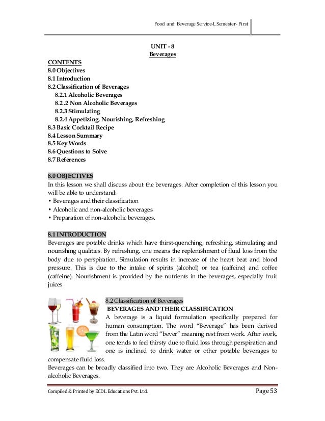 Food and beverage service i