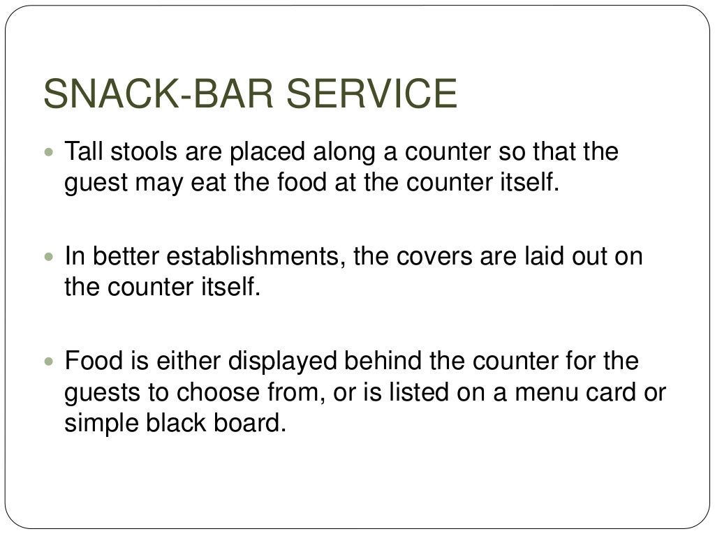 Food and beverage service methods