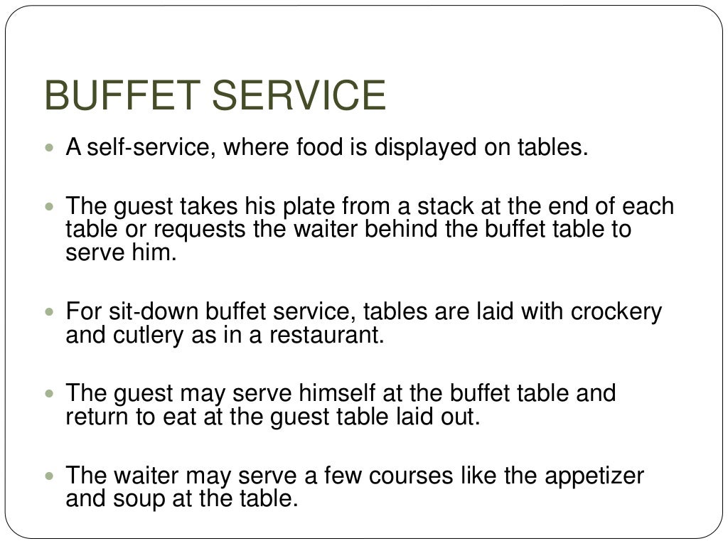 Food and beverage service methods