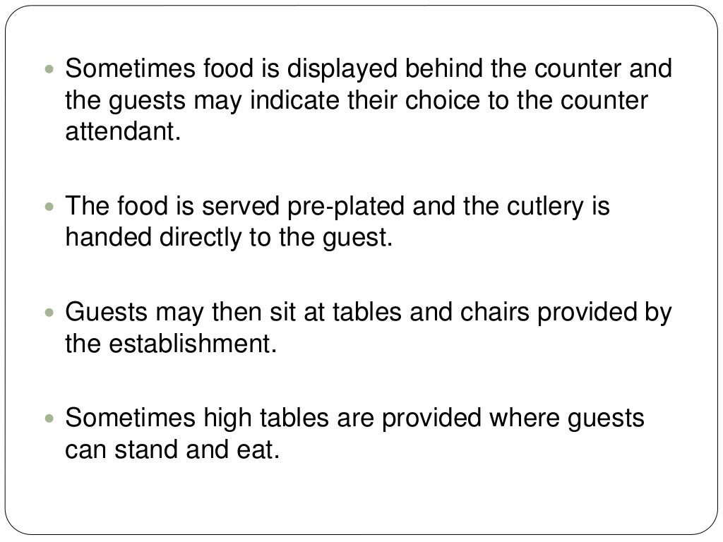 Food and beverage service methods