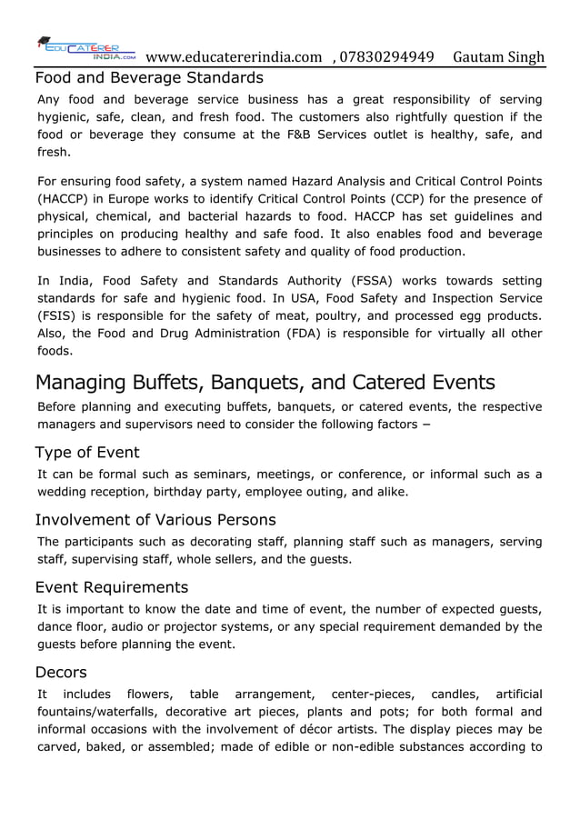 Food and beverage services