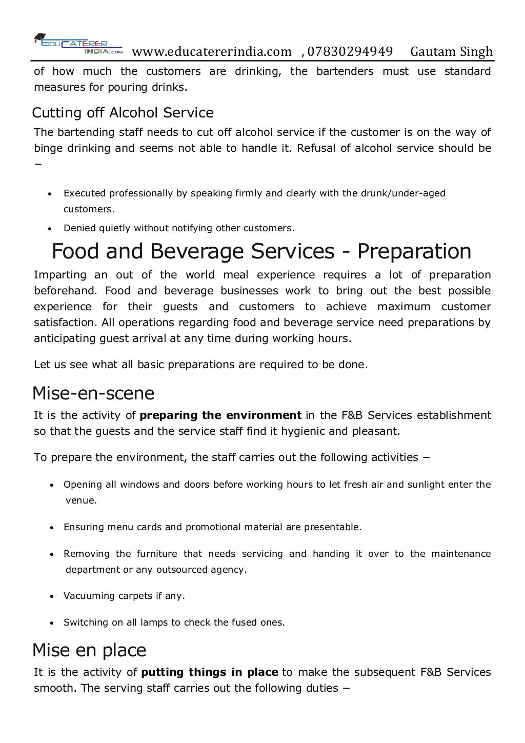 Food and beverage services