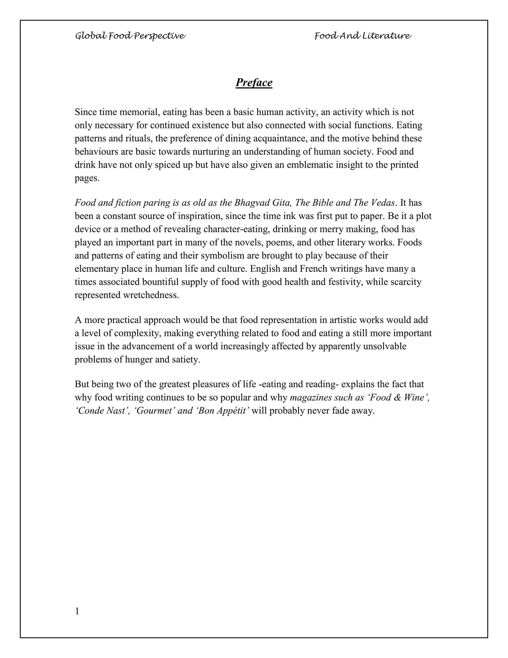 Food and literature | PDF