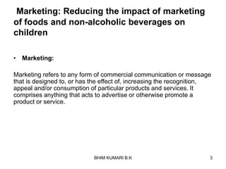 Marketing food and non alcoholic beverage /sweet beverage on children ...