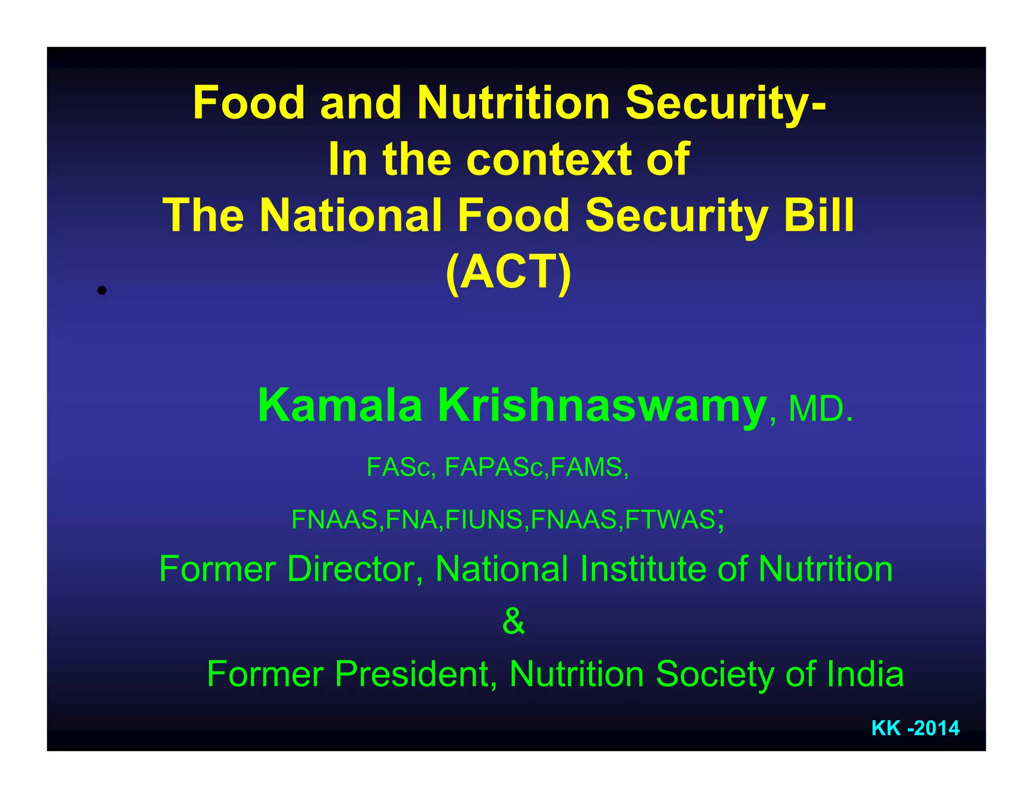 Food and Nutrition Security | PDF