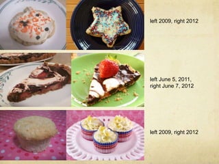 left 2009, right 2012
left 2009, right 2012
left June 5, 2011,
right June 7, 2012
 