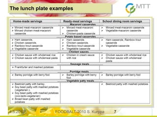 4.5.2013 FOODBALT-2010 S. Kurppa 7
The lunch plate examples
 