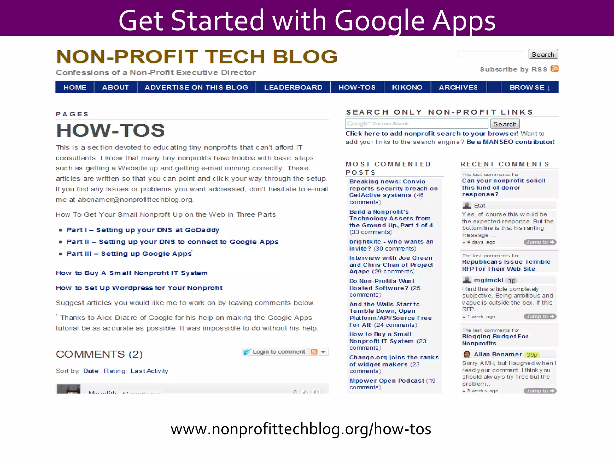 Get Started with Google Apps www.nonprofittechblog.org/how-tos 