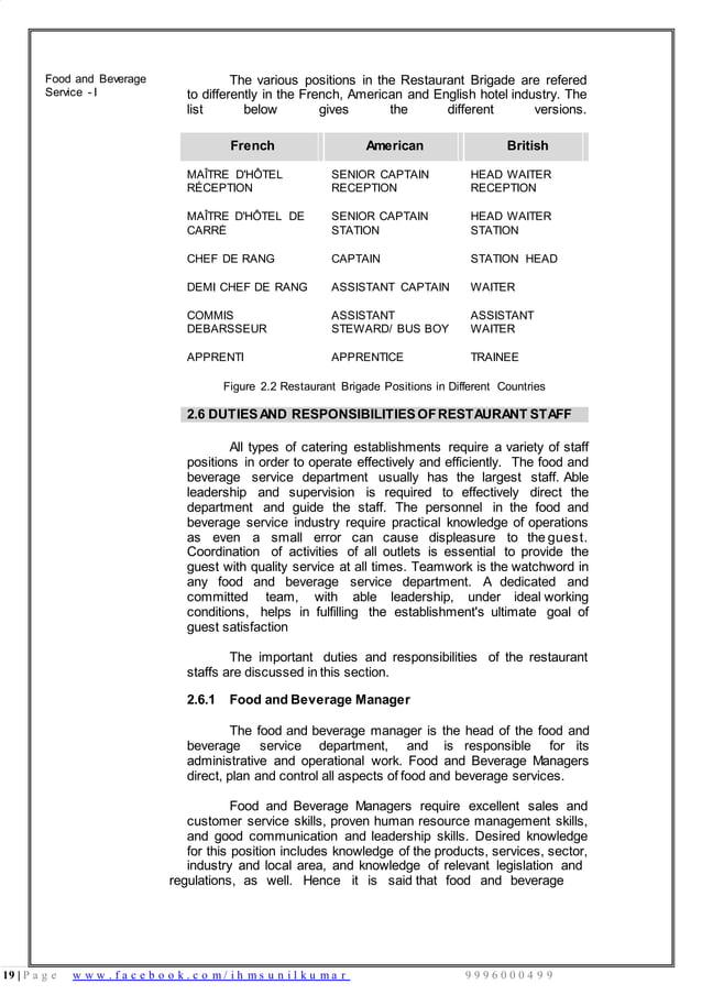 Food Beverage Service Basic notes PDF