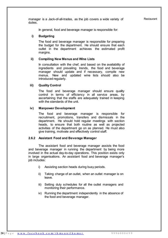 Food Beverage Service Basic notes PDF