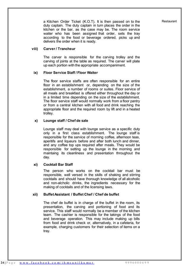 Food Beverage Service Basic notes PDF