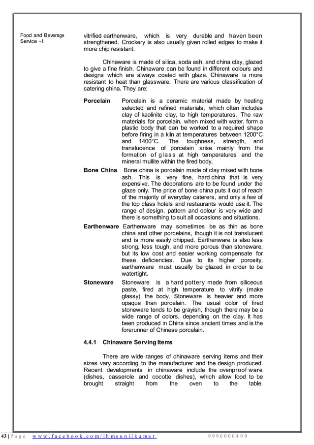 Food Beverage Service Basic notes PDF